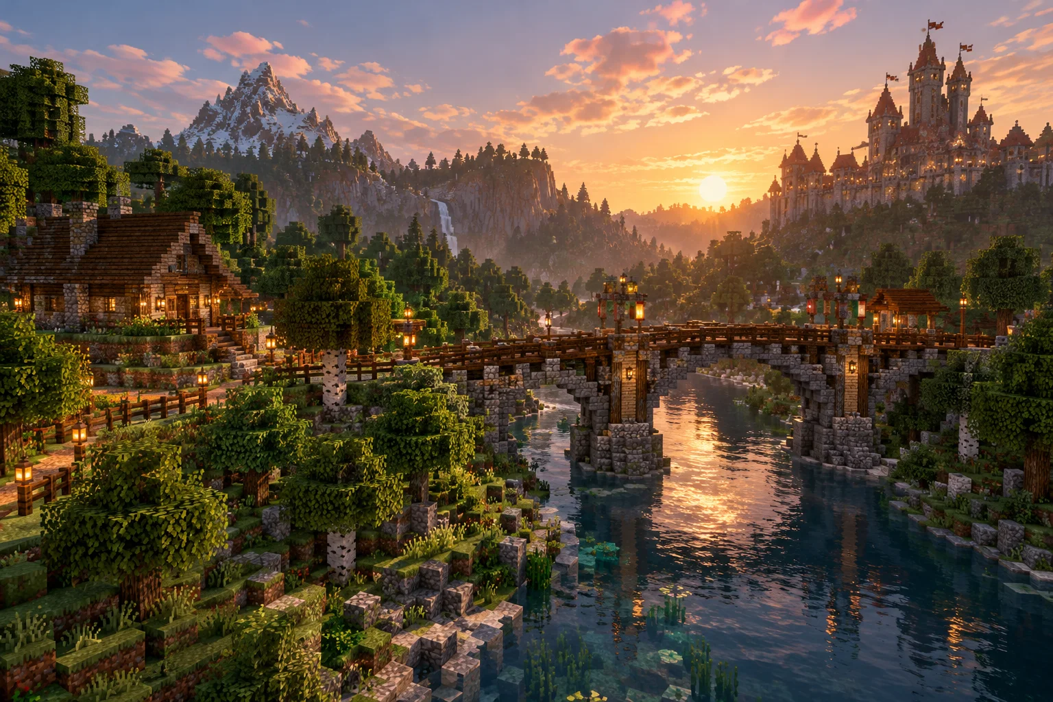 Saját voxelvilág folyóval és híddal