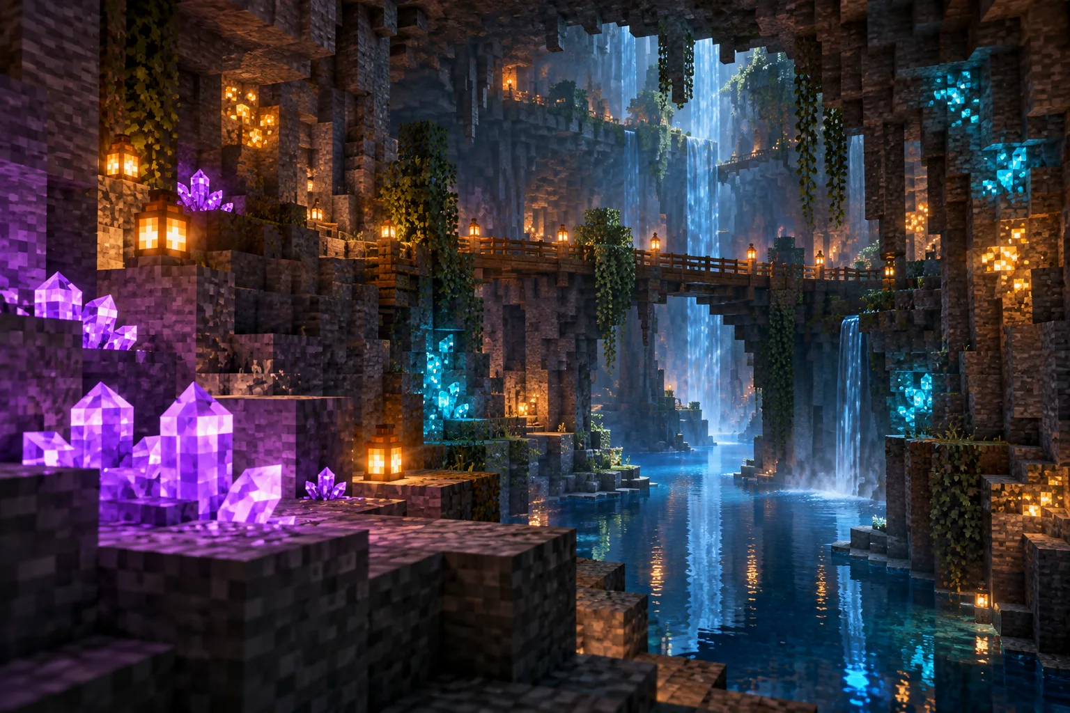 Kristályos barlang egy voxelvilágban